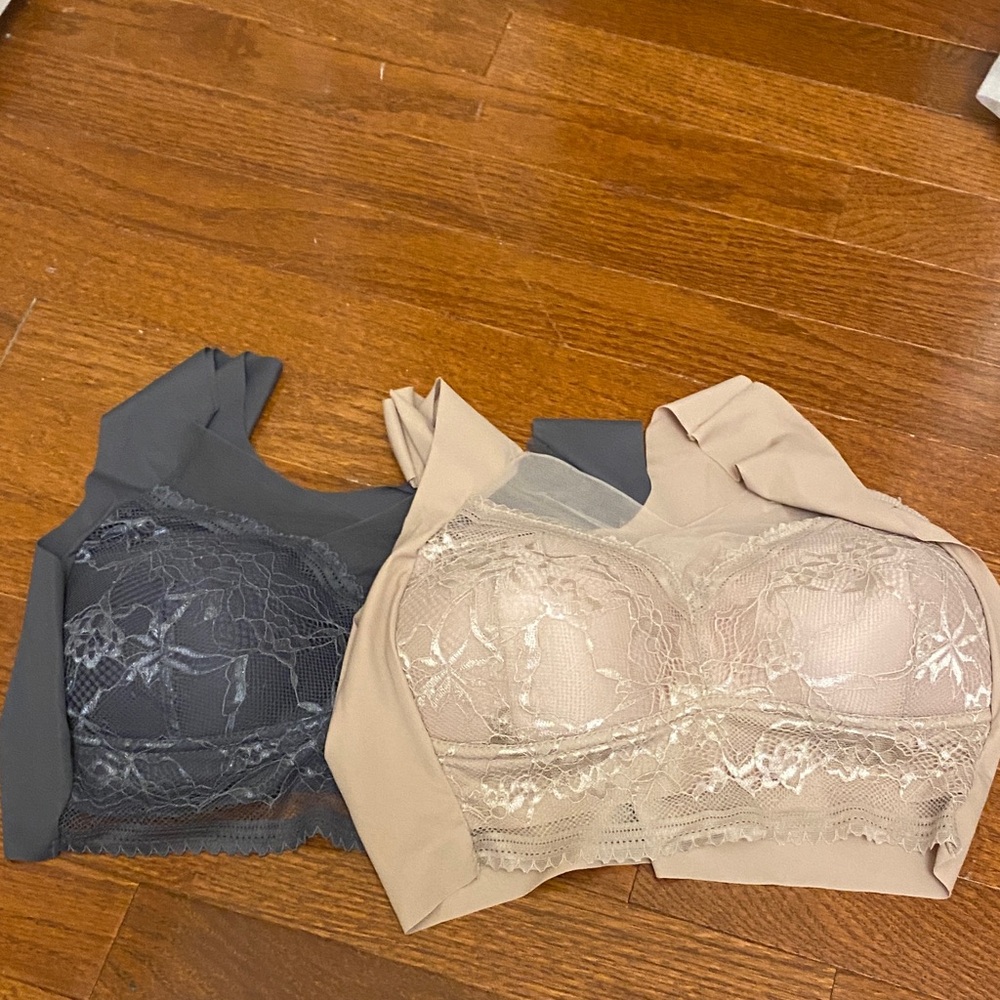 Lace Bralette Set in gray and Beige and black